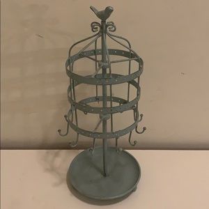 Blue earring and necklace jewelry holder